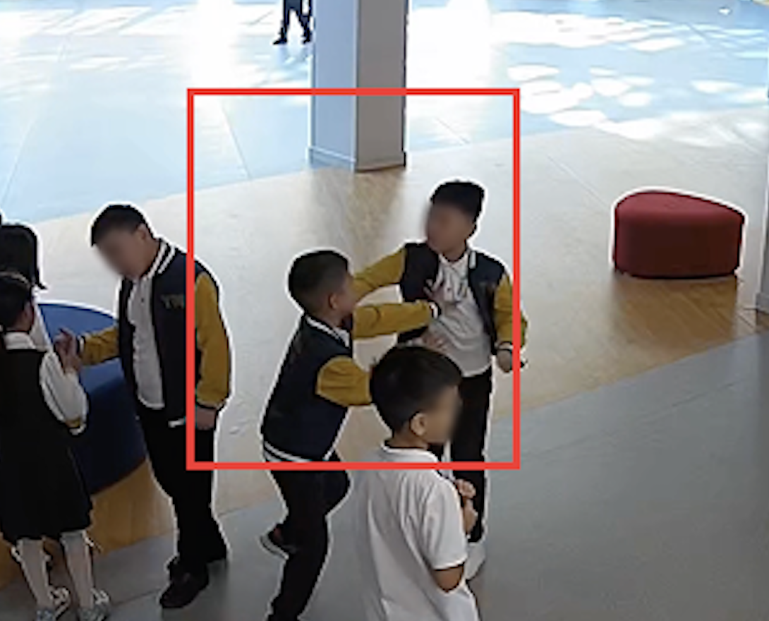 AI detection bounding box highlighting aggression incident